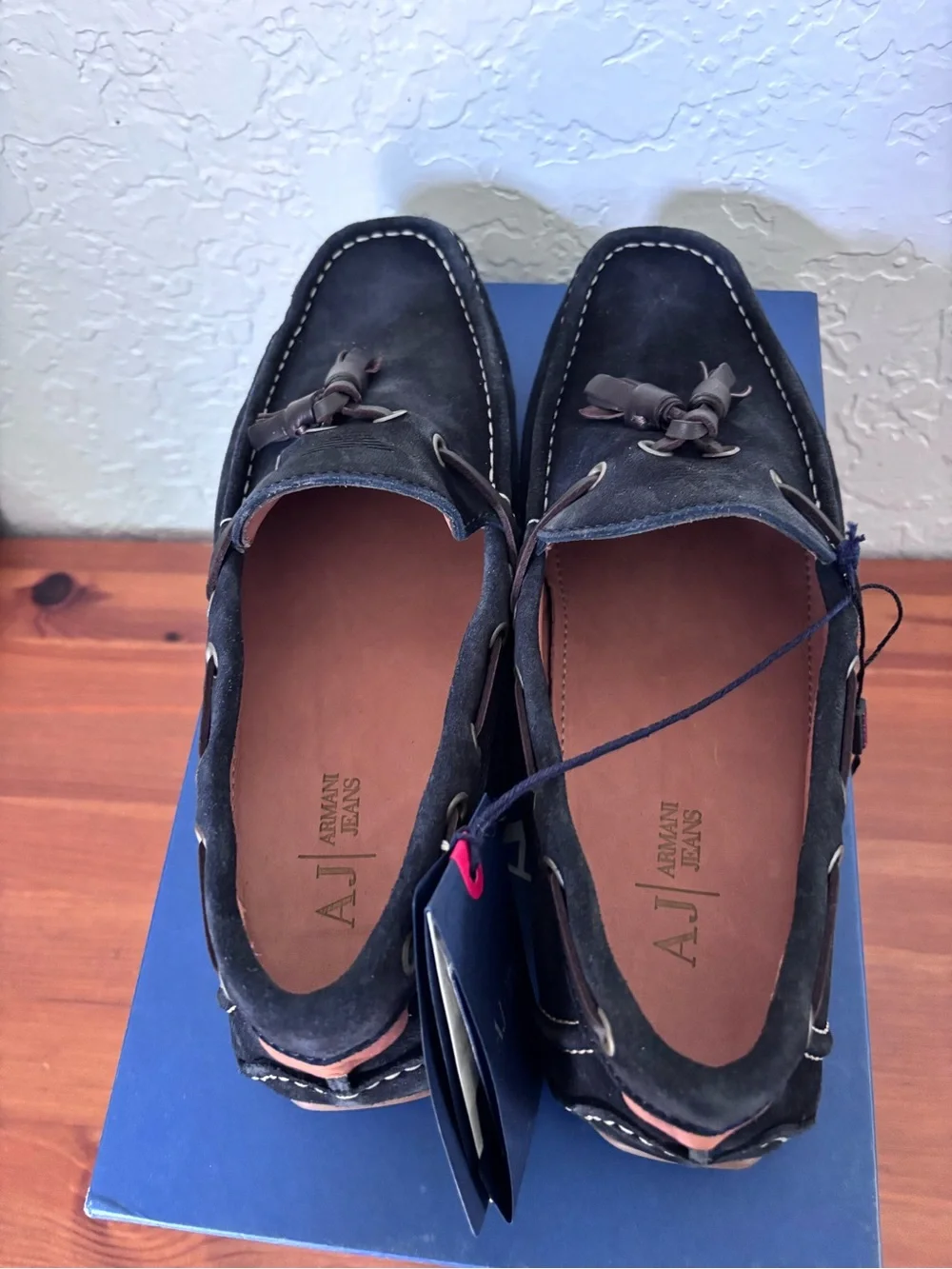 Armani Jeans Black Suede Tassel Driving Loafers